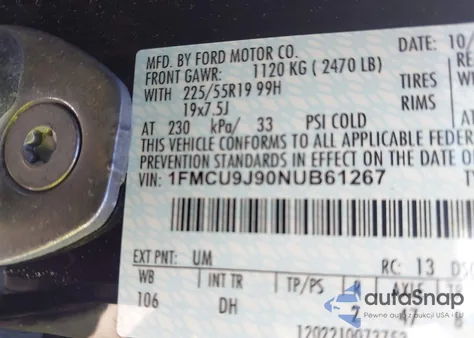 2022 Ford Escape Titanium from USA, damaged, VIN 1FMCU9J90NUB61267